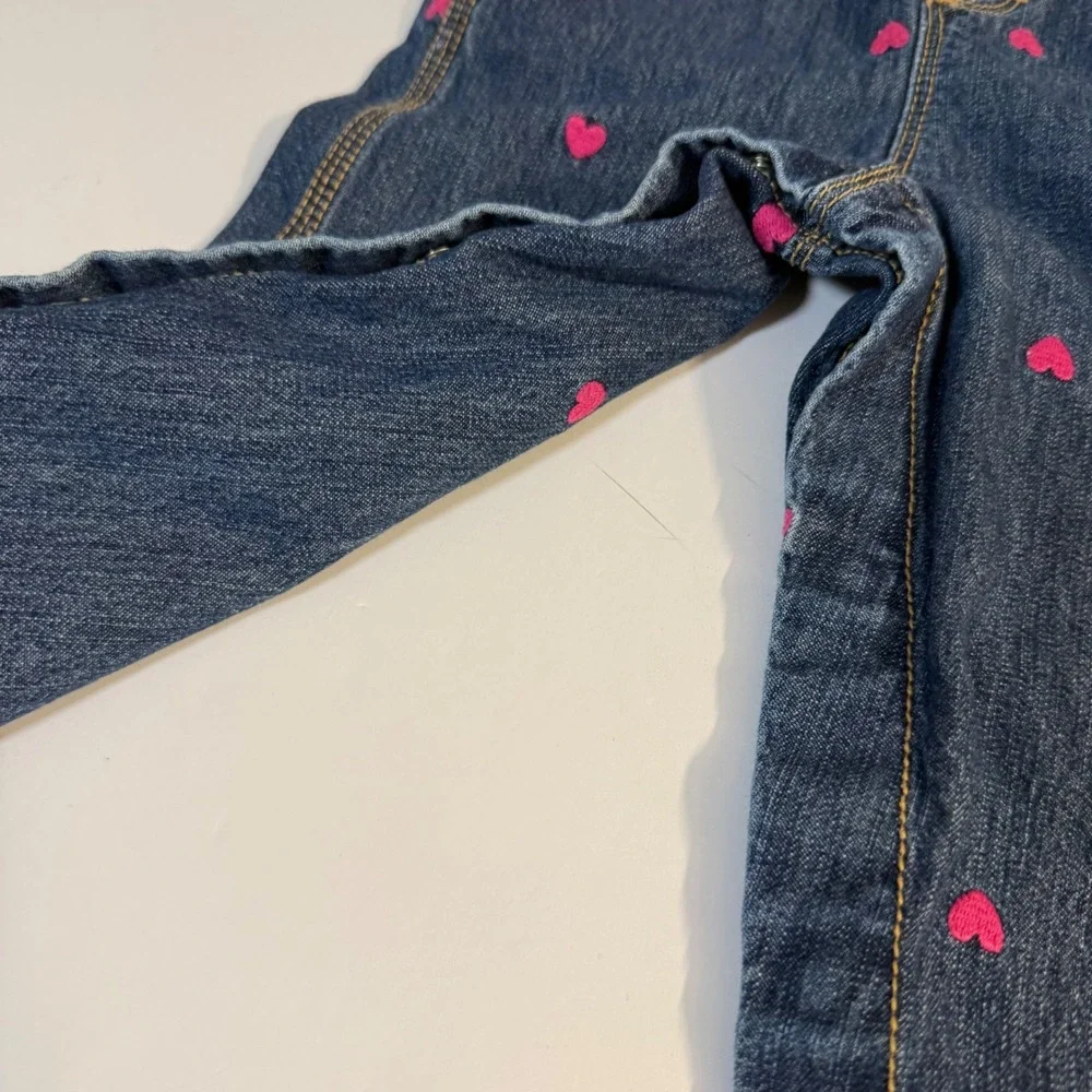 Oshkosh Bgosh Denim Heart Embroidered Vestbak Overalls Girls 24 m 2t Outfit
